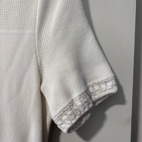 Kate Spade New York Dress White Fit Flare Pleated Knit Texture Short Sleeve Sz M - Picture 3 of 7